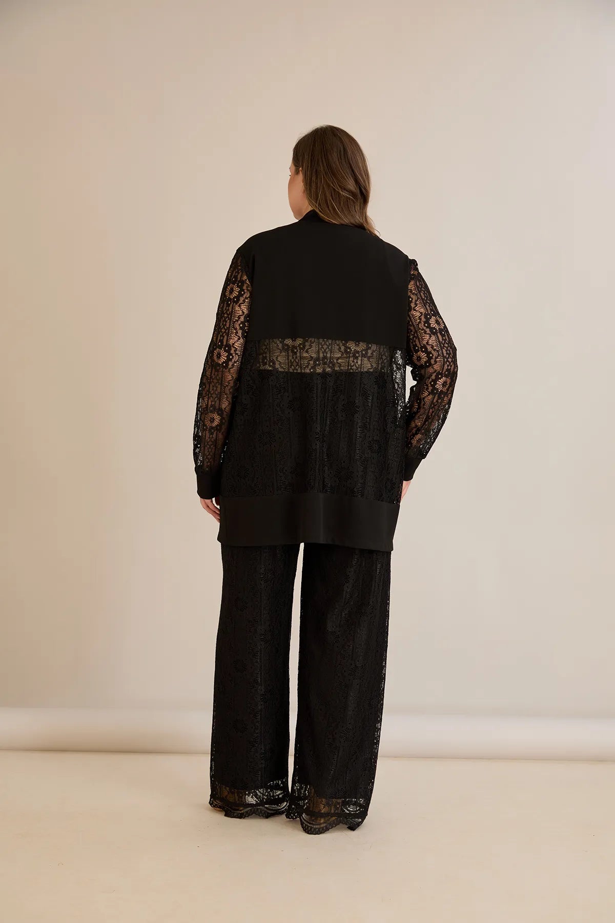 Elegantes festliches Spitzen-Set – Schwarz