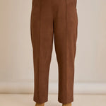 Elegante Hose mit Bügelfalte und hohem Bund - Kaffeebraun – Kaffeebraun