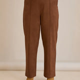 Elegante Hose mit Bügelfalte und hohem Bund - Kaffeebraun – Kaffeebraun