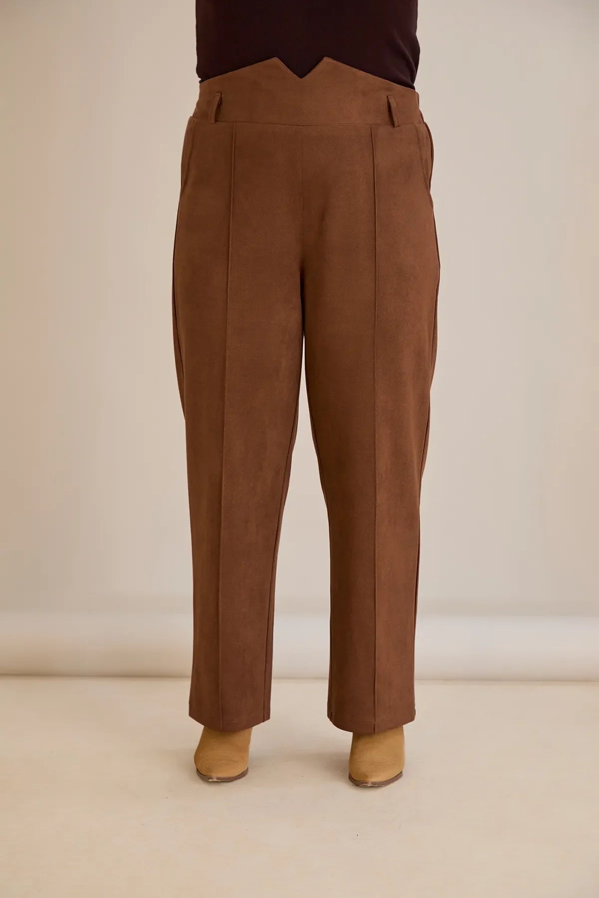 Elegante Hose mit Bügelfalte und hohem Bund - Kaffeebraun – Kaffeebraun