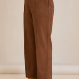 Elegante Hose mit Bügelfalte und hohem Bund - Kaffeebraun – Kaffeebraun