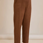 Elegante Hose mit Bügelfalte und hohem Bund - Kaffeebraun – Kaffeebraun