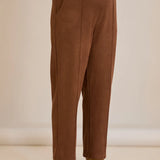 Elegante Hose mit Bügelfalte und hohem Bund - Kaffeebraun – Kaffeebraun