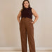 Elegante Hose mit Bügelfalte und hohem Bund - Kaffeebraun
