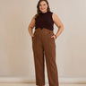 Elegante Hose mit Bügelfalte und hohem Bund - Kaffeebraun – Kaffeebraun