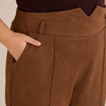 Elegante Hose mit Bügelfalte und hohem Bund - Kaffeebraun – Kaffeebraun