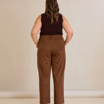Elegante Hose mit Bügelfalte und hohem Bund - Kaffeebraun – Kaffeebraun