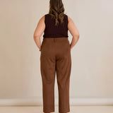 Elegante Hose mit Bügelfalte und hohem Bund - Kaffeebraun – Kaffeebraun