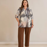 Elegante Hose mit Bügelfalte und hohem Bund - Kaffeebraun – Kaffeebraun