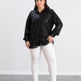 Elegantes Hemd mit Pailletten - Schwarz – Schwarz