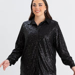 Elegantes Hemd mit Pailletten - Schwarz