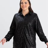 Elegantes Hemd mit Pailletten - Schwarz