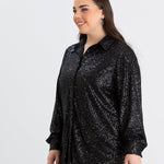 Elegantes Hemd mit Pailletten - Schwarz – Schwarz