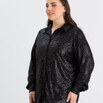Elegantes Hemd mit Pailletten - Schwarz – Schwarz