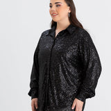 Elegantes Hemd mit Pailletten - Schwarz – Schwarz