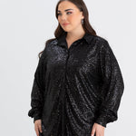 Elegantes Hemd mit Pailletten - Schwarz – Schwarz