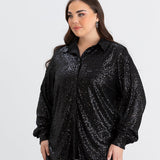 Elegantes Hemd mit Pailletten - Schwarz – Schwarz