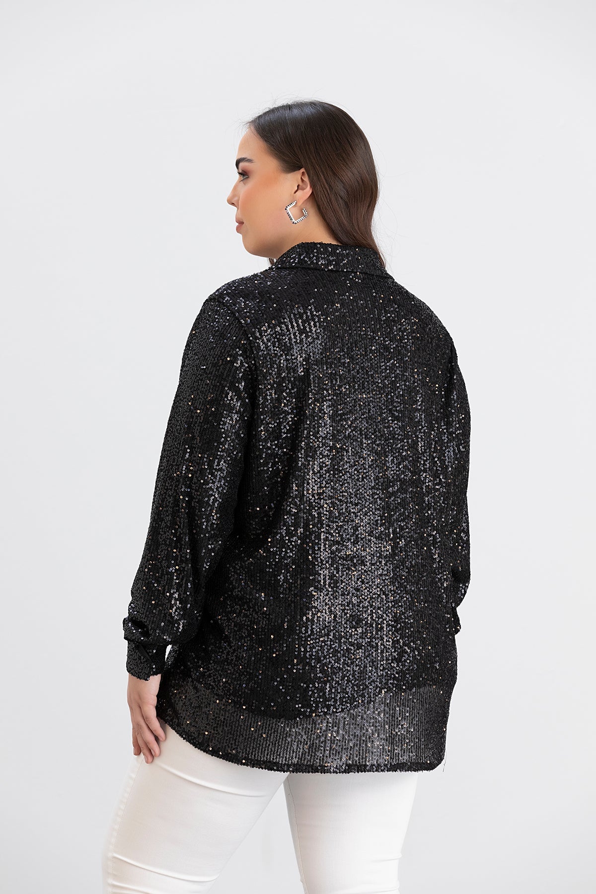 Elegantes Hemd mit Pailletten - Schwarz – Schwarz