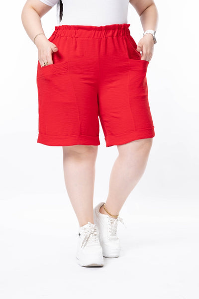 Kurze Shorts in großen Größen mit Bündchen - Rot