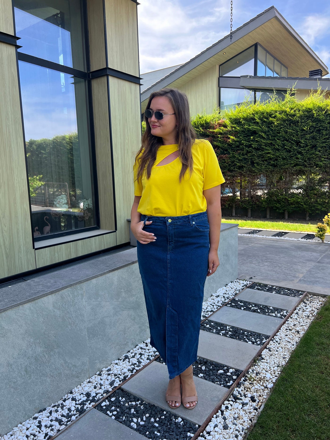 Formende Jeansrock in Midilänge