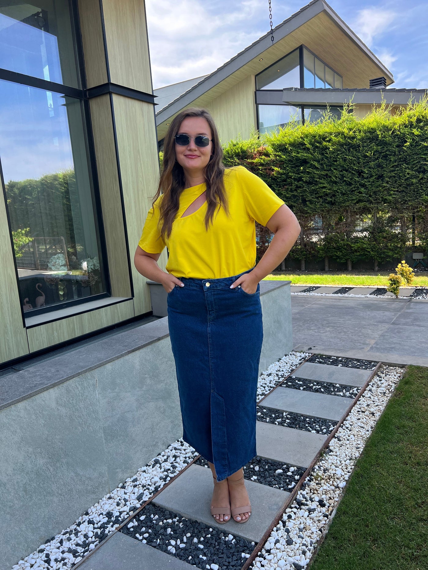 Formende Jeansrock in Midilänge