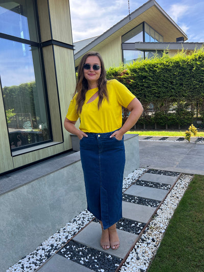 Formende Jeansrock in Midilänge