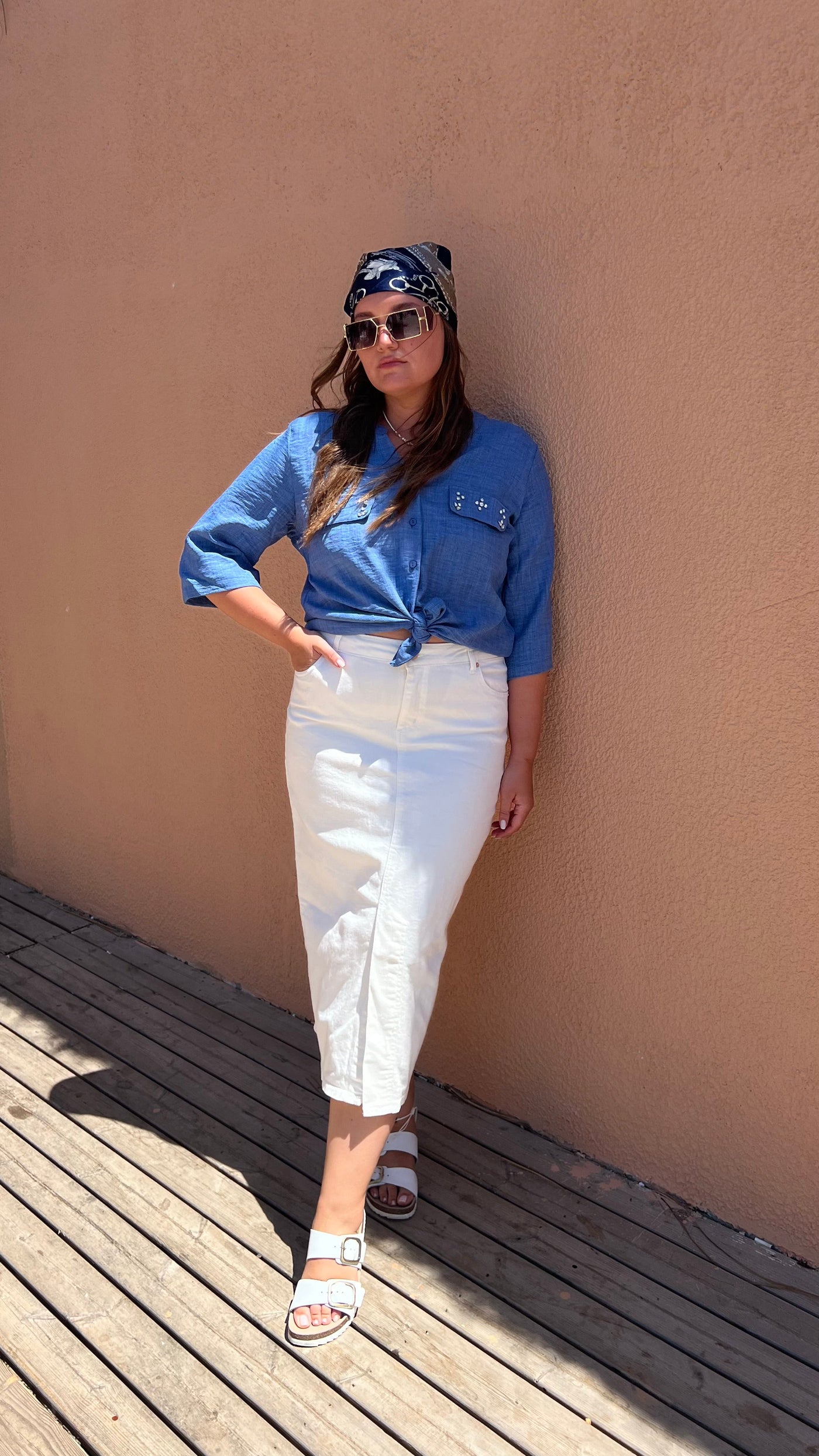 Jeansrock in Midilänge - Weiß