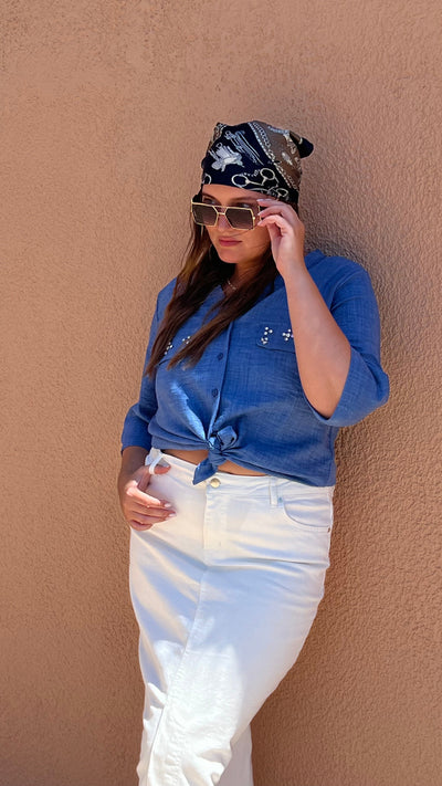 Jeansrock in Midilänge - Weiß