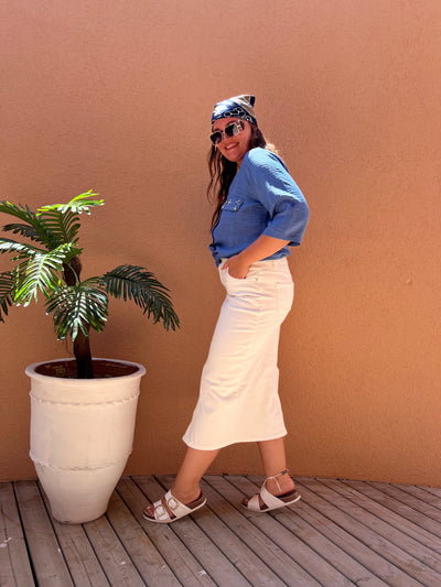 Jeansrock in Midilänge - Weiß