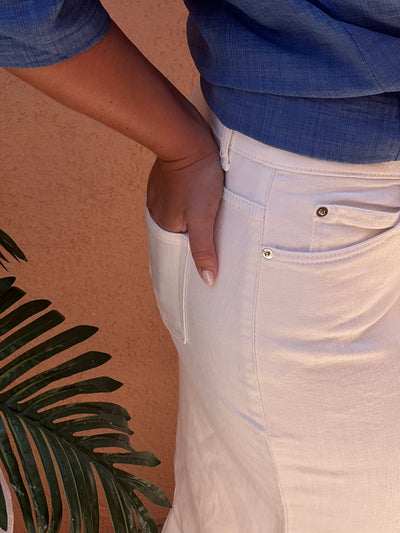 Jeansrock in Midilänge - Weiß