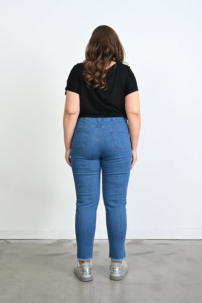 Elastische Jeans mit effektvoller Borte (Frühlingsmaterial) - Blau