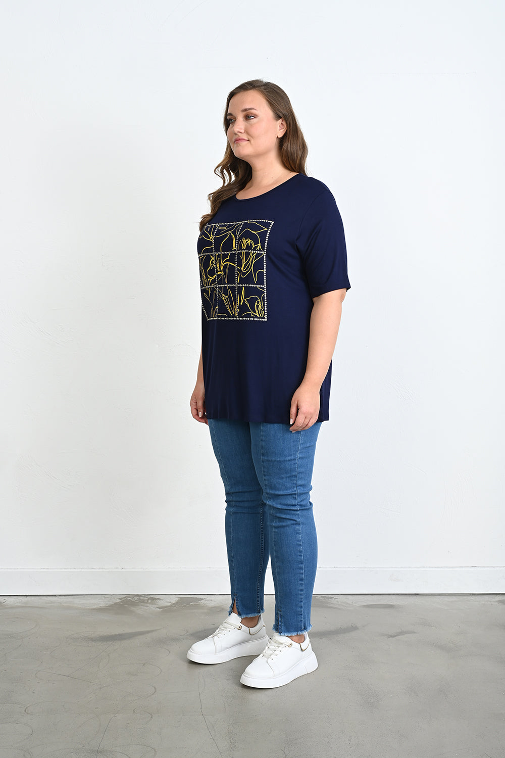 Lange Bluse mit modernem Ausdruck - Dunkelblau