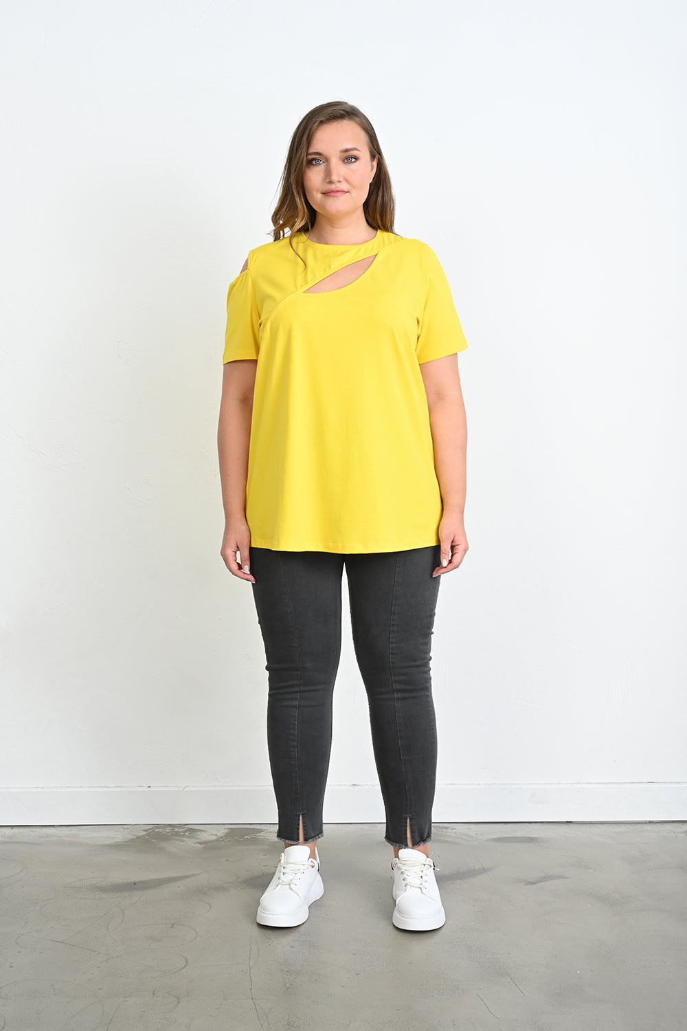 T-Shirt aus Baumwolle cut out - Gelb – Gelb