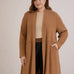 Langer Cardigan im Cape-Stil – Karamell