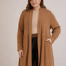 Langer Cardigan im Cape-Stil – Karamell – Karamell