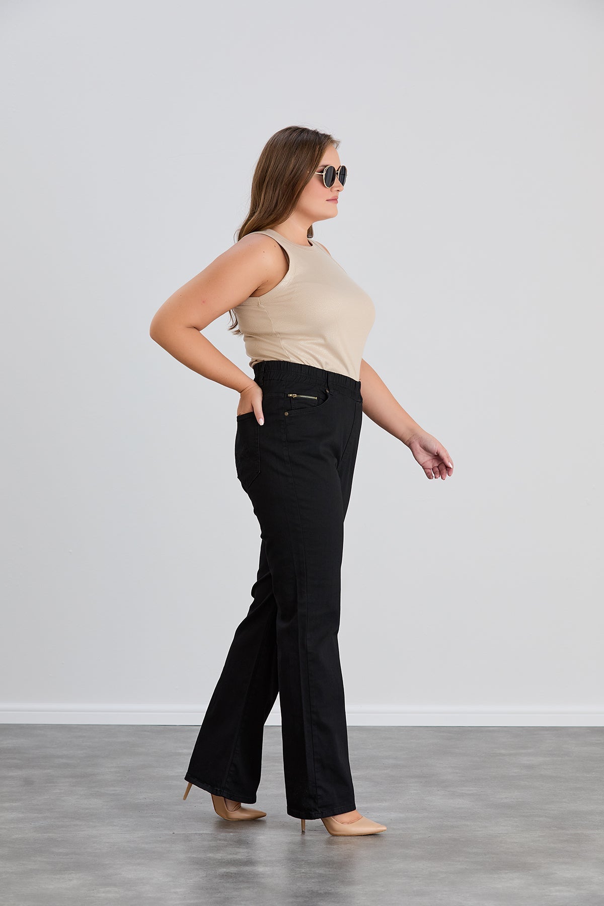 Bootcut-Jeans mit elastischem Bund für Damen in großen Größen