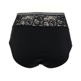 Hoch geschnittener Baumwoll-Slip mit Spitze in Schwarz – Schwarz