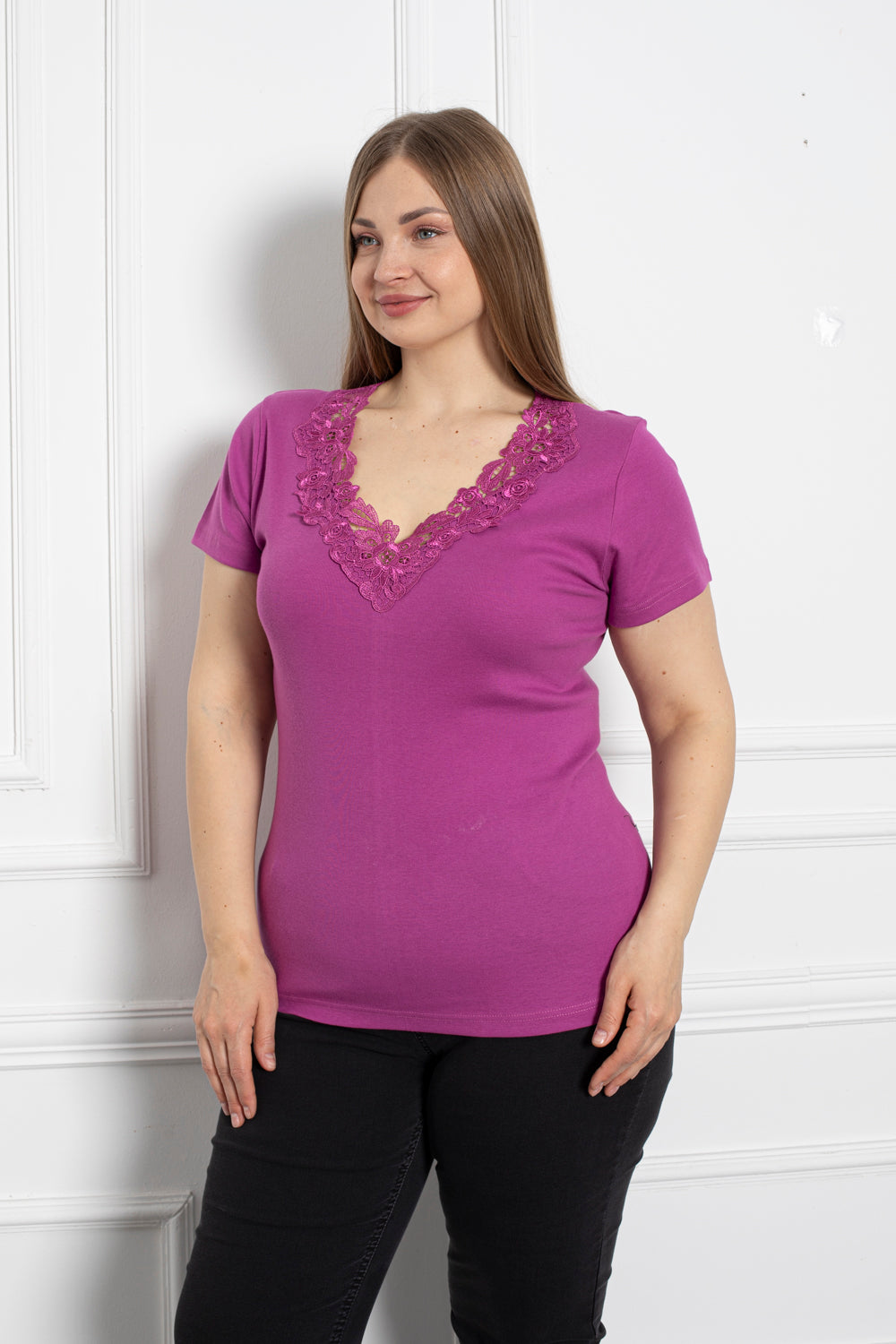 Baumwollbluse mit Stickerei - Cyclamen