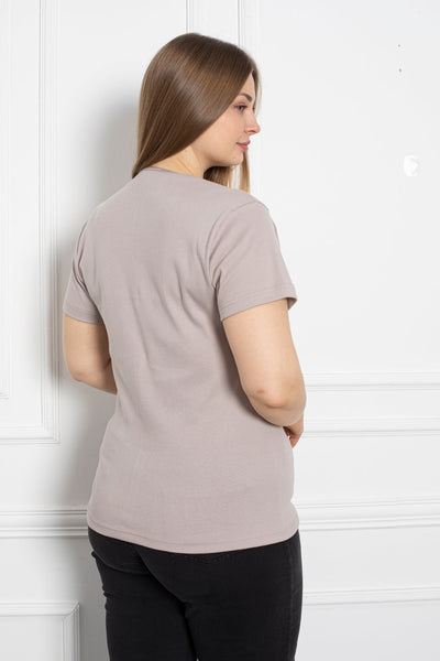 Baumwollbluse mit Stickerei - beige