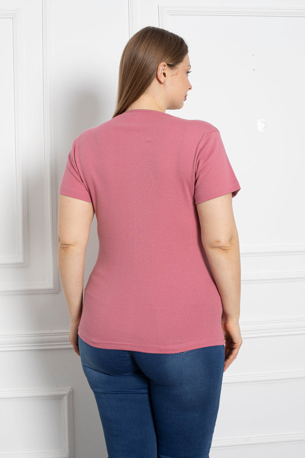 Baumwollbluse mit Stickerei - rosa