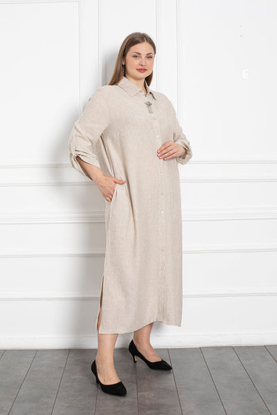 Maxi Hemdkleid - Beige