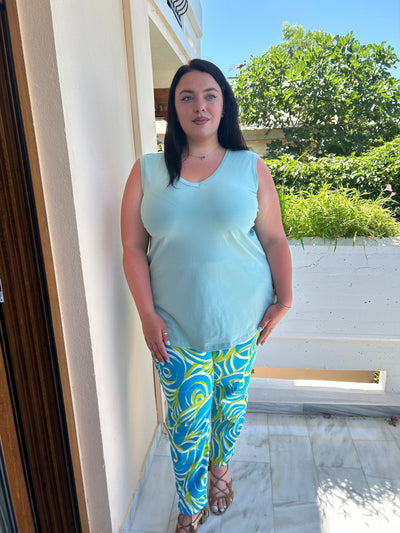 Elastische Hose mit Print und Gummibund