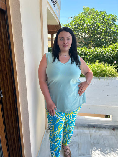 Elastische Hose mit Print und Gummibund