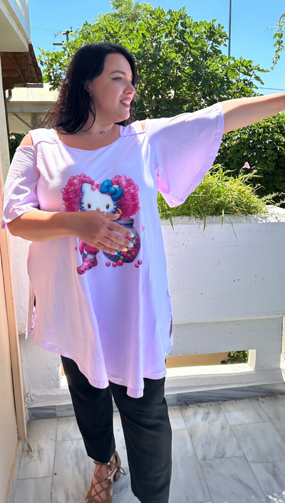 Tunika mit Print und Cut-Out-Shoulder