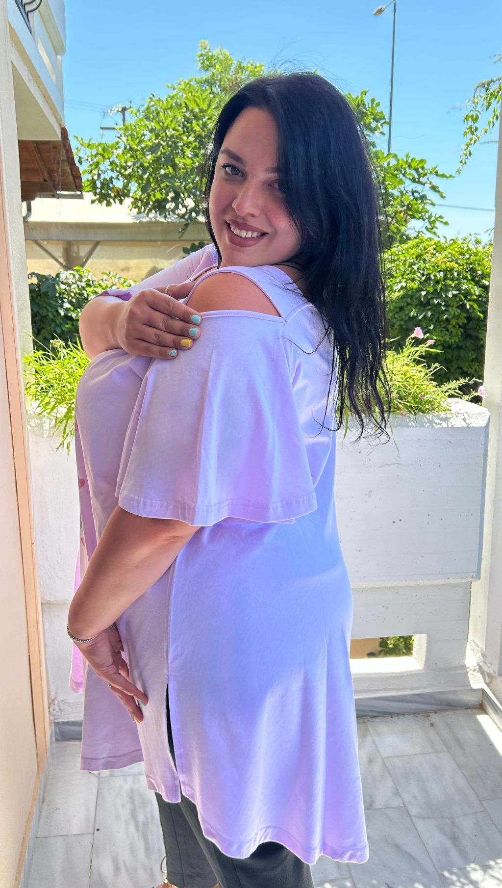 Tunika mit Print und Cut-Out-Shoulder