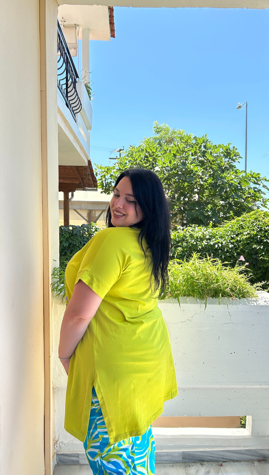Tunika mit Print & V-Ausschnitt