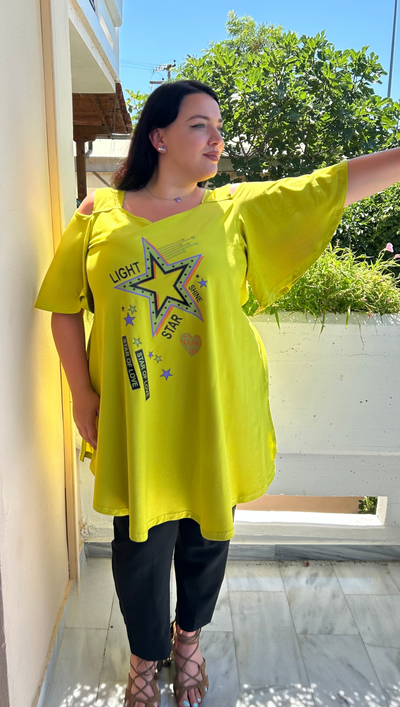 Tunika mit Print und Cut-Out-Shoulder