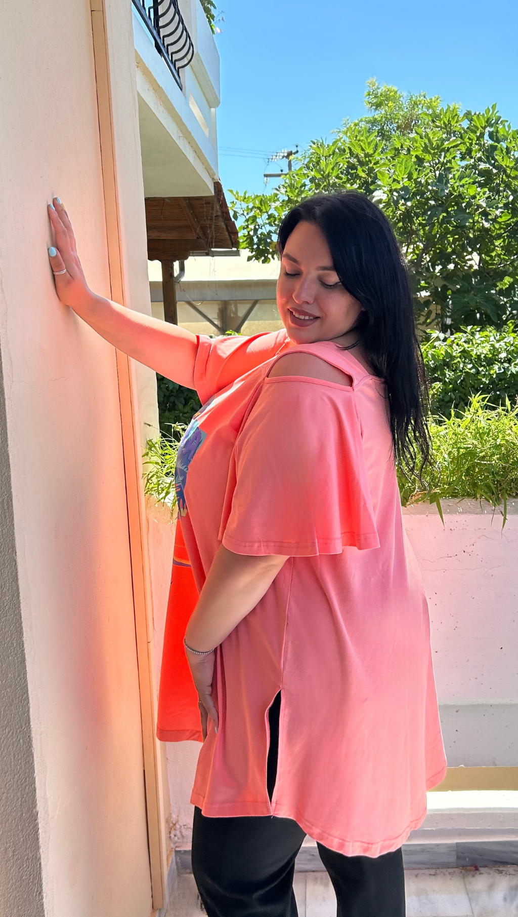 Tunika mit Print und Cut-Out-Shoulder