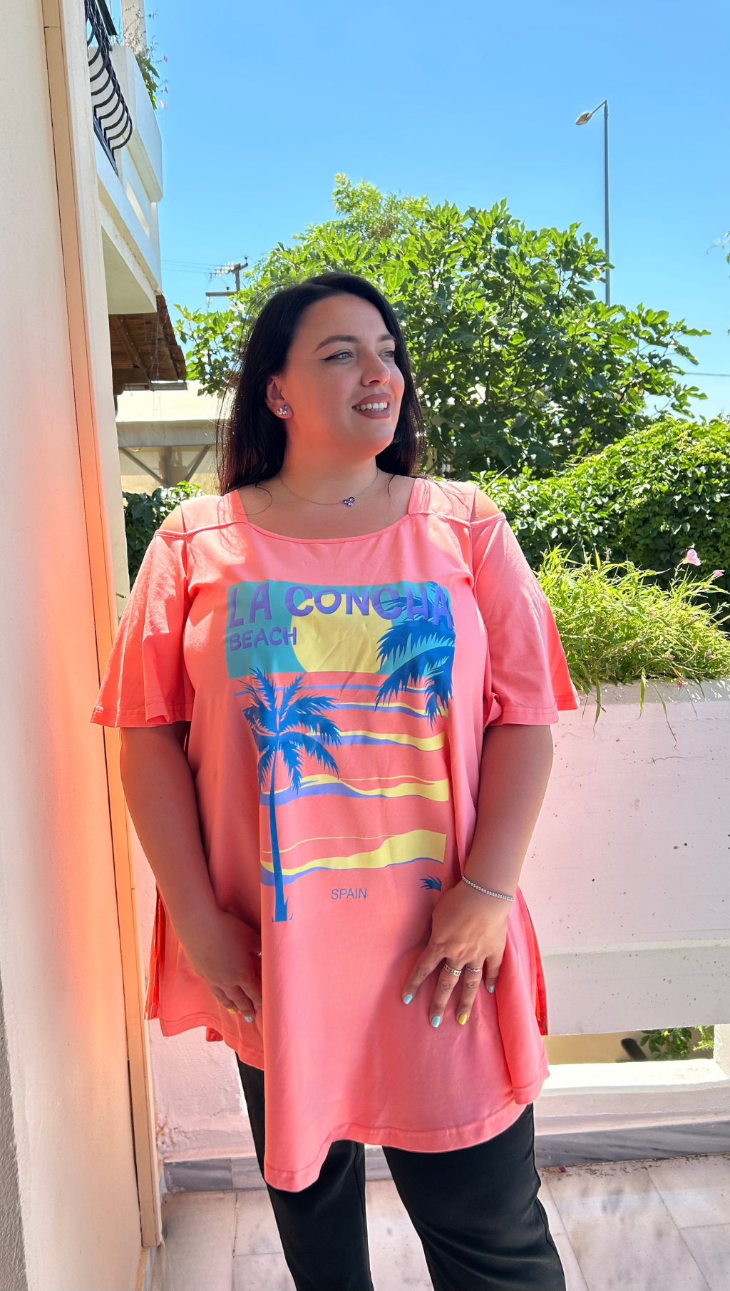 Tunika mit Print und Cut-Out-Shoulder