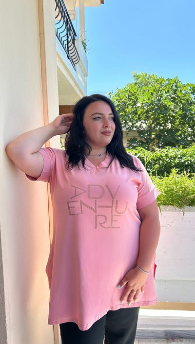 Tunika mit Print & V-Ausschnitt – Plus Size Mode für Damen

